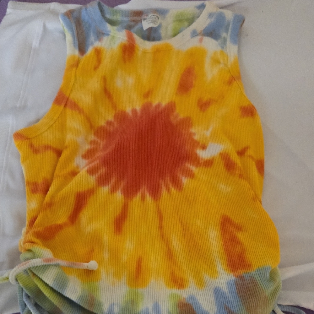 Tie-Dye Sleeveless Top - Yellow and Orange